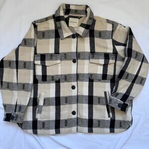 Lucky Brand Black Multi Plaid Dobby Shacket, Size XL, EUC